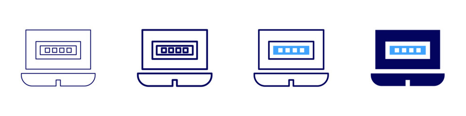 Fototapeta premium Laptop claim icon in 4 different styles. Thin Line, Line, Bold Line, Duotone. Duotone style. Editable stroke