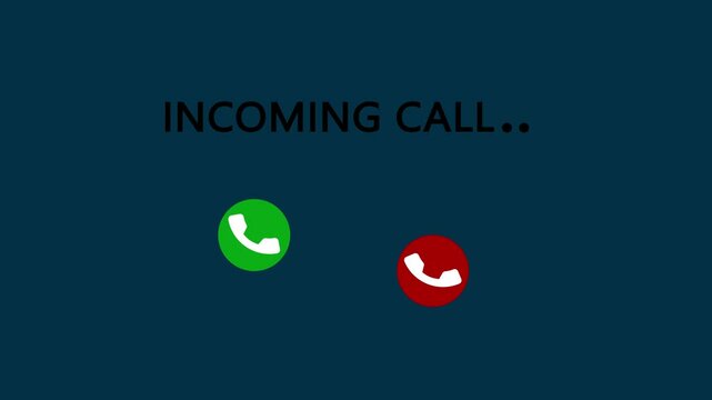 Incoming call ring icon background black Screen Animation of phone call icon, Incoming call ring icon background featuring a vibrating phone silhouette with a flashing green button, accompanied