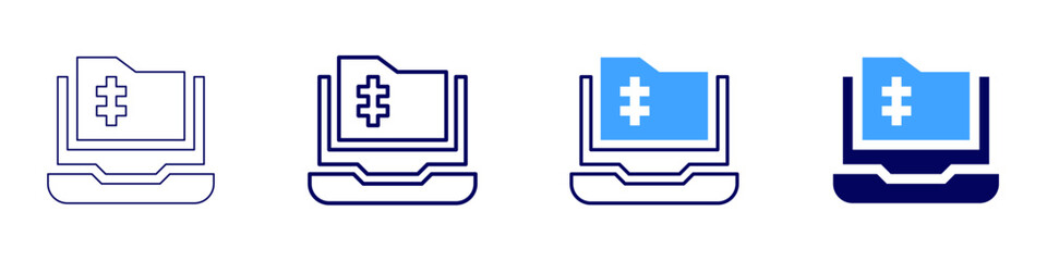 Obraz premium Laptop demand icon in 4 different styles. Thin Line, Line, Bold Line, Duotone. Duotone style. Editable stroke