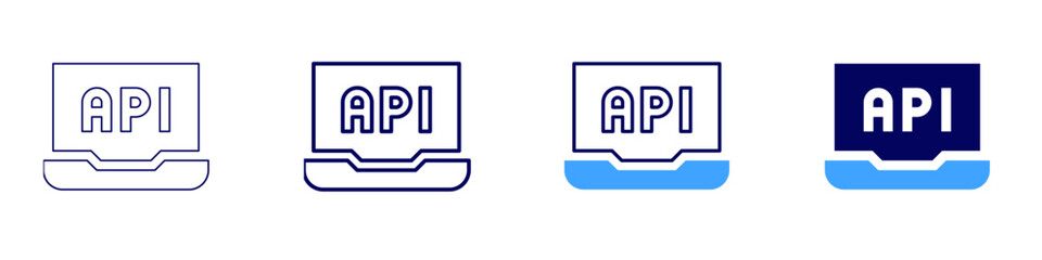 Laptop doctor icon in 4 different styles. Thin Line, Line, Bold Line, Duotone. Duotone style. Editable stroke