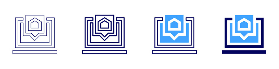 Laptop expandability icon in 4 different styles. Thin Line, Line, Bold Line, Duotone. Duotone style. Editable stroke