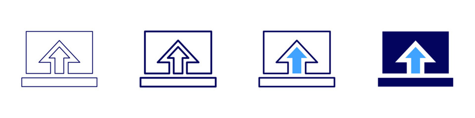 Laptop equalizer icon in 4 different styles. Thin Line, Line, Bold Line, Duotone. Duotone style. Editable stroke