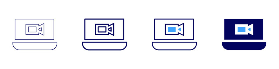 Laptop fanbase icon in 4 different styles. Thin Line, Line, Bold Line, Duotone. Duotone style. Editable stroke