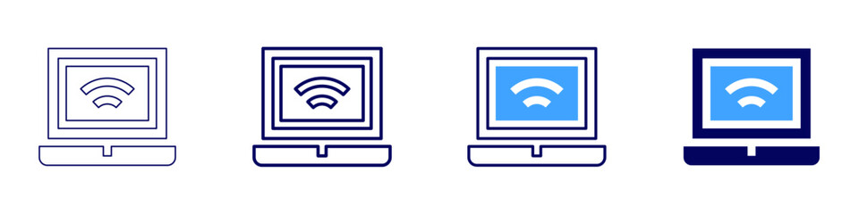 Laptop fusion icon in 4 different styles. Thin Line, Line, Bold Line, Duotone. Duotone style. Editable stroke