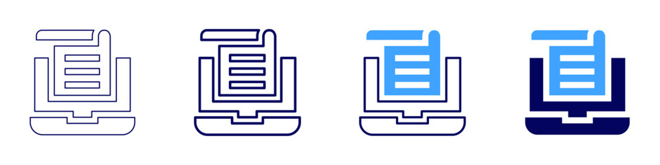 Laptop gestures icon in 4 different styles. Thin Line, Line, Bold Line, Duotone. Duotone style. Editable stroke