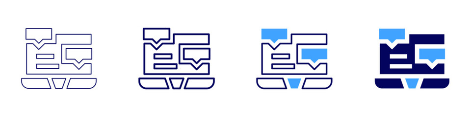 Laptop guides​ icon in 4 different styles. Thin Line, Line, Bold Line, Duotone. Duotone style. Editable stroke
