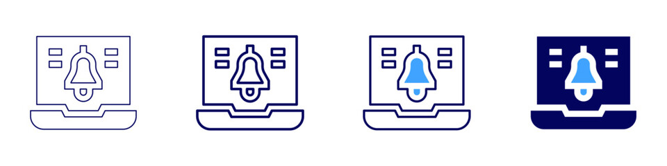 Laptop indicator icon in 4 different styles. Thin Line, Line, Bold Line, Duotone. Duotone style. Editable stroke
