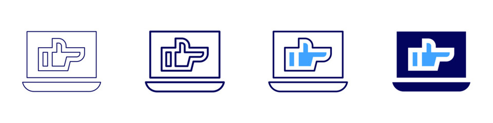 Laptop lighting icon in 4 different styles. Thin Line, Line, Bold Line, Duotone. Duotone style. Editable stroke