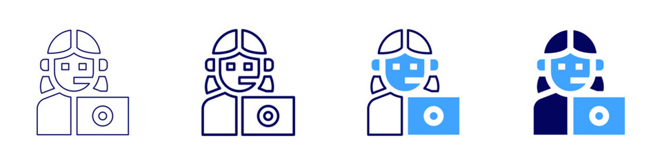 Fototapeta premium Laptop neural icon in 4 different styles. Thin Line, Line, Bold Line, Duotone. Duotone style. Editable stroke