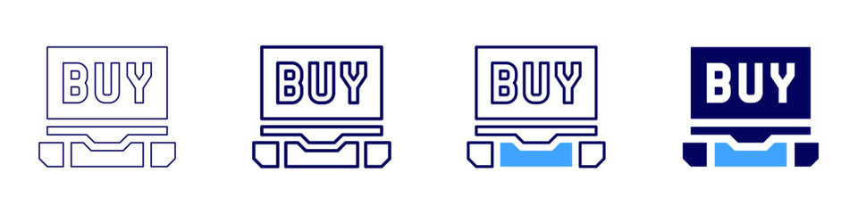 Laptop pins icon in 4 different styles. Thin Line, Line, Bold Line, Duotone. Duotone style. Editable stroke