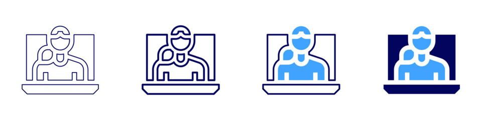 Laptop pixels icon in 4 different styles. Thin Line, Line, Bold Line, Duotone. Duotone style. Editable stroke