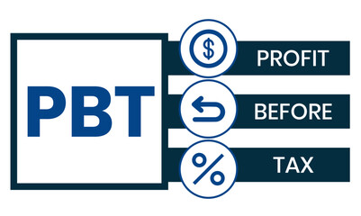 PBT - profit before tax. acronym business concept. vector illustration concept with keywords and icons. lettering illustration with icons for web banner, flyer, landing page, presentation