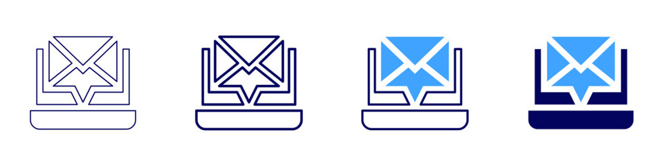 Laptop processor icon in 4 different styles. Thin Line, Line, Bold Line, Duotone. Duotone style. Editable stroke
