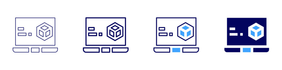 Laptop refurbished icon in 4 different styles. Thin Line, Line, Bold Line, Duotone. Duotone style. Editable stroke