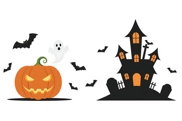 halloween pumpkin and bats