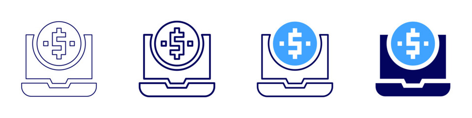 Obraz premium Laptop restriction icon in 4 different styles. Thin Line, Line, Bold Line, Duotone. Duotone style. Editable stroke