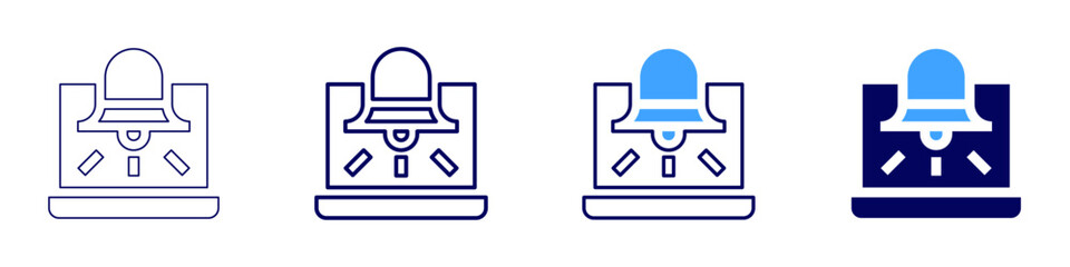 Laptop sound icon in 4 different styles. Thin Line, Line, Bold Line, Duotone. Duotone style. Editable stroke
