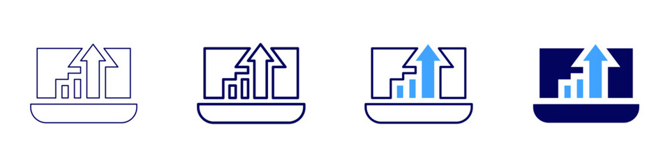 Laptop sleep icon in 4 different styles. Thin Line, Line, Bold Line, Duotone. Duotone style. Editable stroke