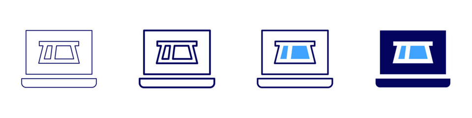 Laptop SSID icon in 4 different styles. Thin Line, Line, Bold Line, Duotone. Duotone style. Editable stroke