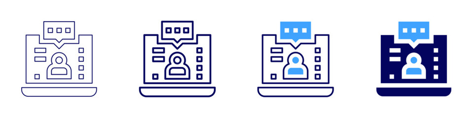 Laptop startup icon in 4 different styles. Thin Line, Line, Bold Line, Duotone. Duotone style. Editable stroke