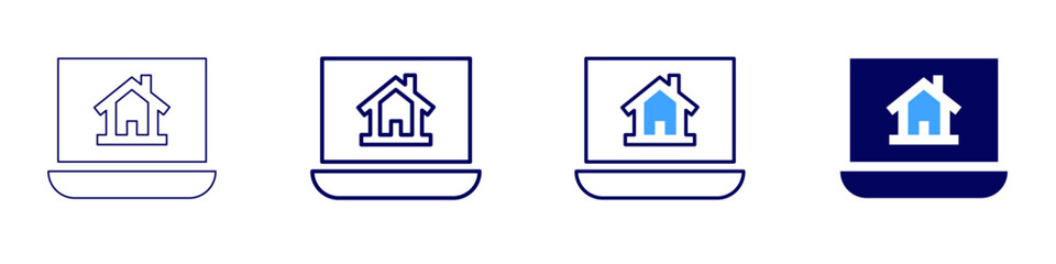 Laptop sustainability​ icon in 4 different styles. Thin Line, Line, Bold Line, Duotone. Duotone style. Editable stroke