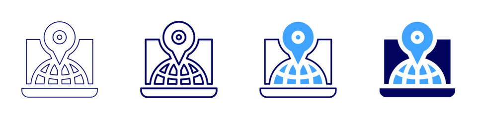 Laptop trading icon in 4 different styles. Thin Line, Line, Bold Line, Duotone. Duotone style. Editable stroke