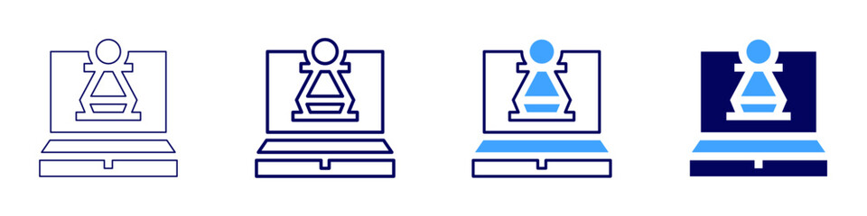 Laptop workshop icon in 4 different styles. Thin Line, Line, Bold Line, Duotone. Duotone style. Editable stroke