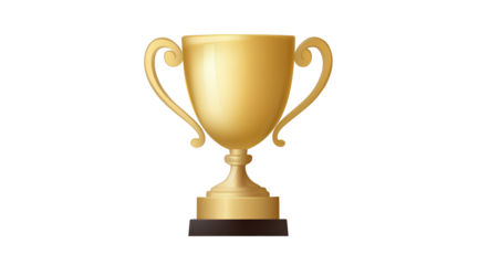 Golden trophy cup icon isolated on transparent background, png 