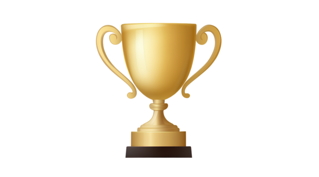 Golden trophy cup icon isolated on transparent background, png 
