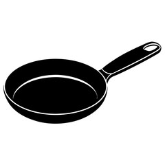 Black Frying Pan Silhouette Vector – Clean White Background.