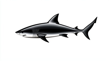 Obraz premium A minimalist shark drawing featuring simple lines and curves, emphasizing the silhouette and sleek body of the predator in an abstract style.