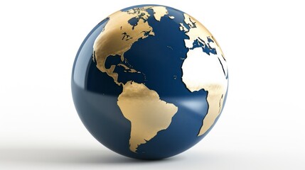 Fototapeta premium Globe with blue oceans and gold continents