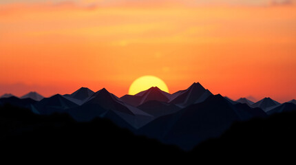 Obraz premium Flat-shaded hills fold gently into layered low-poly space, bathed in subtle sunrise colors.
