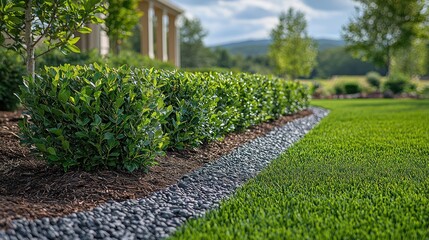 Lush Landscaping with Stone Border