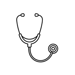 Stethoscope outline illustration in black and white  