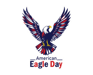 Patriotic Flying American Flag Eagle Vector Illustration