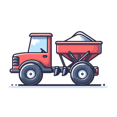 Red farm dump truck cartoon illustration. Perfect for agriculture, construction, and children's educational materials about vehicles.