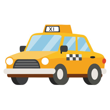 recommend clip art: Cute Yellow Taxi Cab Illustration Isolated On White Background Transportation Vector Design