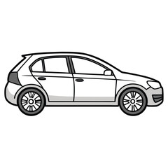 Fototapeta premium Isolated Hatchback Car Illustration Automotive Design Element With Black Outline