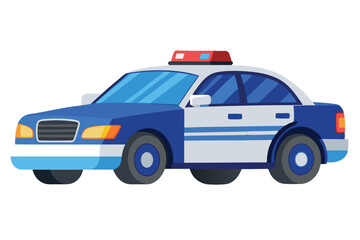 Isolated Police Car Illustration With Blue And White Design For Use