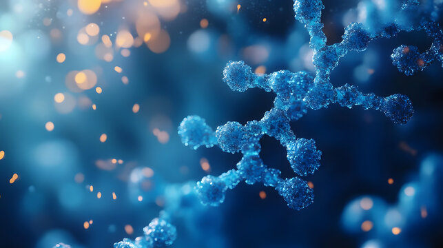 Monoclonal Antibody. Blue Molecular Structure Illustration for Cancer Treatment