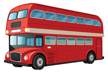Red London Double Decker Bus Vehicle Public Transport Illustration Isolated On White Background