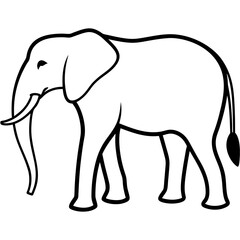 AI Generated African Bush Elephant Vector Silhouette Isolate White Background