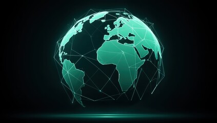 Naklejka premium Global Network: A Teal Digital Earth