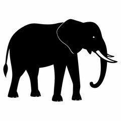 Fototapeta premium AI Generated African Bush Elephant Vector Silhouette Isolate White Background