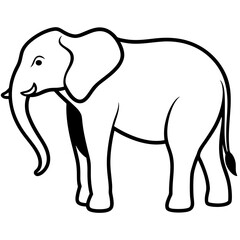 Fototapeta premium AI Generated African Bush Elephant Vector Silhouette Isolate White Background
