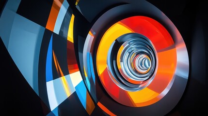 Obraz premium Abstract design featuring concentric circles and vibrant colors.