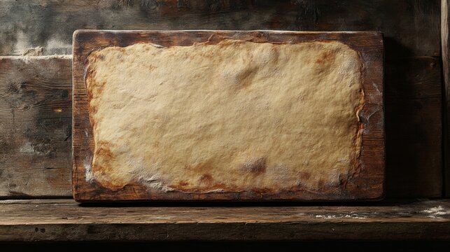 Rolled Dough on Rustic Wooden Board