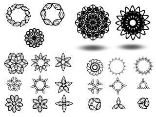 Set of floral design elements for logos, patterns, textile design, background, wallpaper