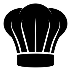 Minimalist Chef Hat Vector Icon Black Silhouette on White.